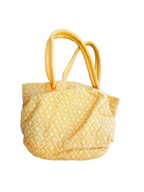 ORYANY Handbag Tote Yellow Quilted Fabric with Leather Accents NWT DH554